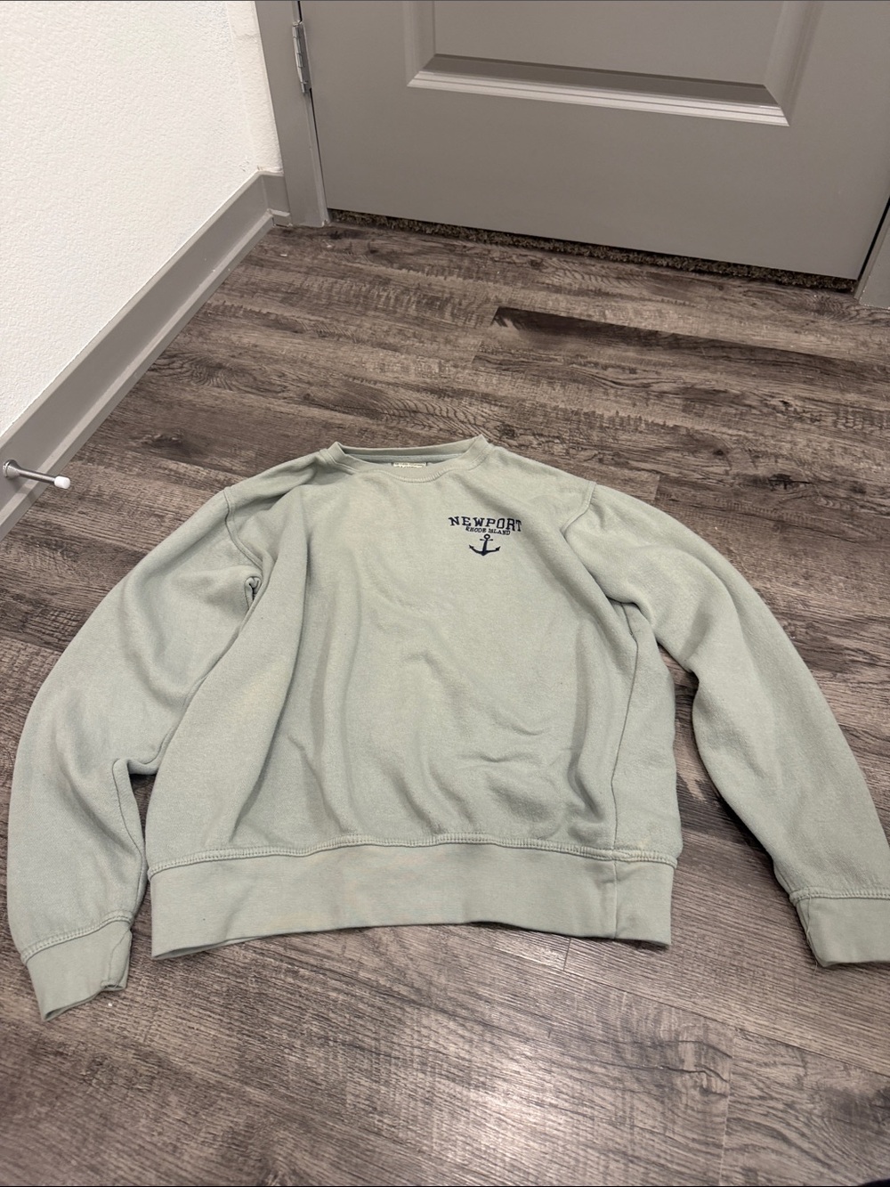 Newport Anchor Logo Sage Green Crewneck Sweatshirt